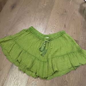 Anthropologie Green Shorts with Tassels